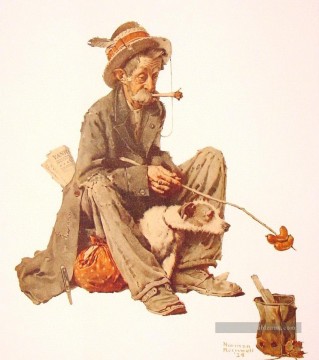 Norman Rockwell Painting - vagabundo y perro 1924 Norman Rockwell